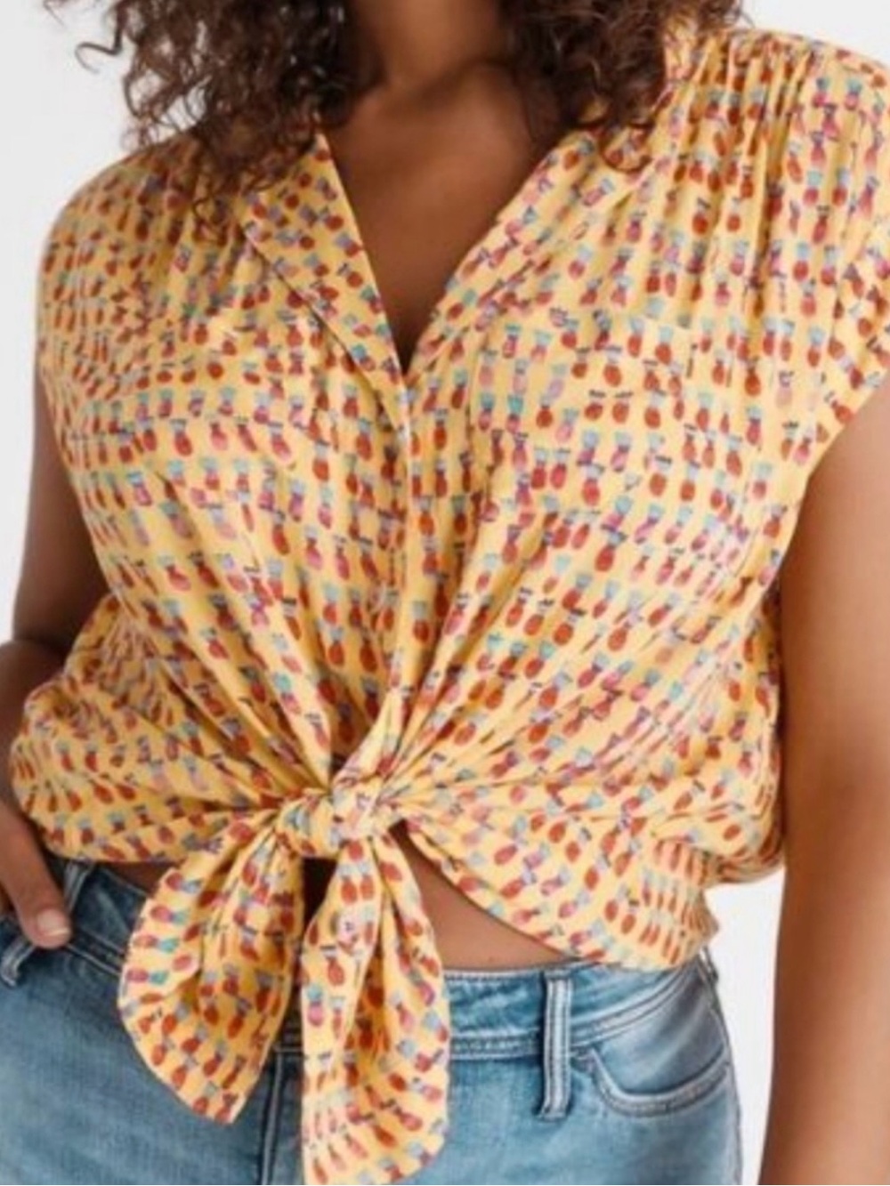Mauve Viscose Printed Tie-Front Viscose Top